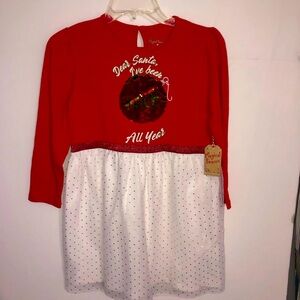 NWT Magical Season Christmas girl’s dress.Words-Nice|Naughty.Red white Size S